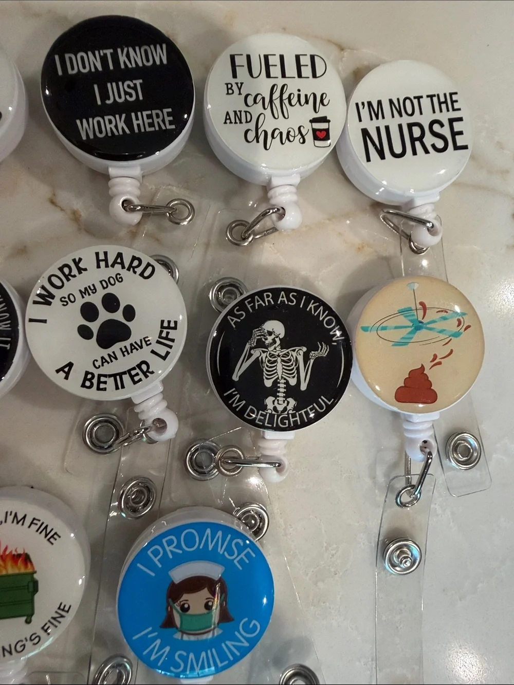 14 pack funny retractable badge holder for nurse, medical etc. NEW